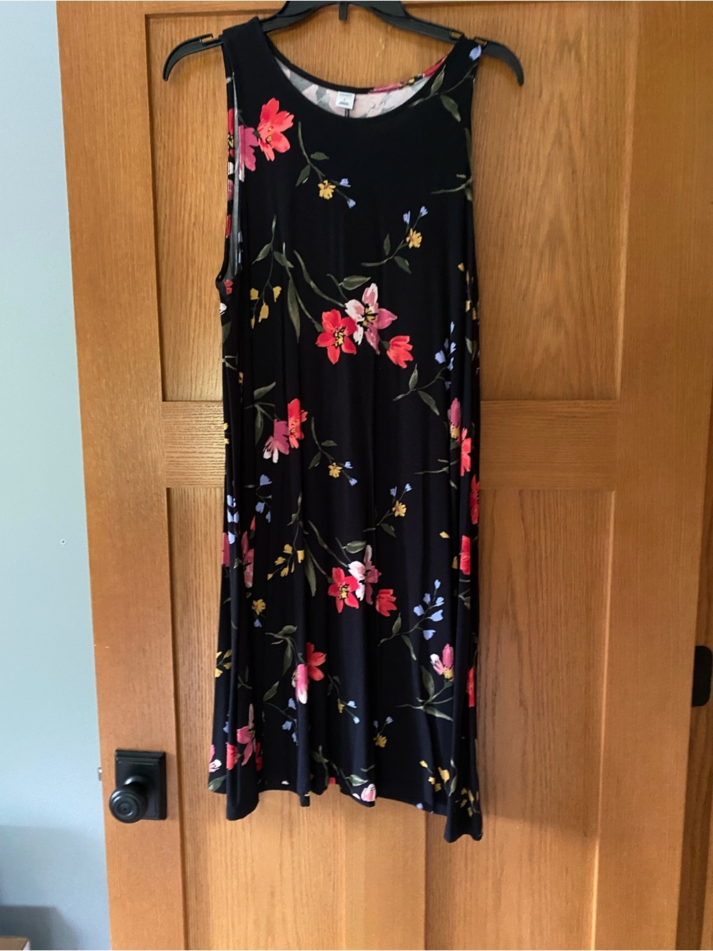 Old Navy Black A-Line Skirt with Pink & Yellow Floral Print